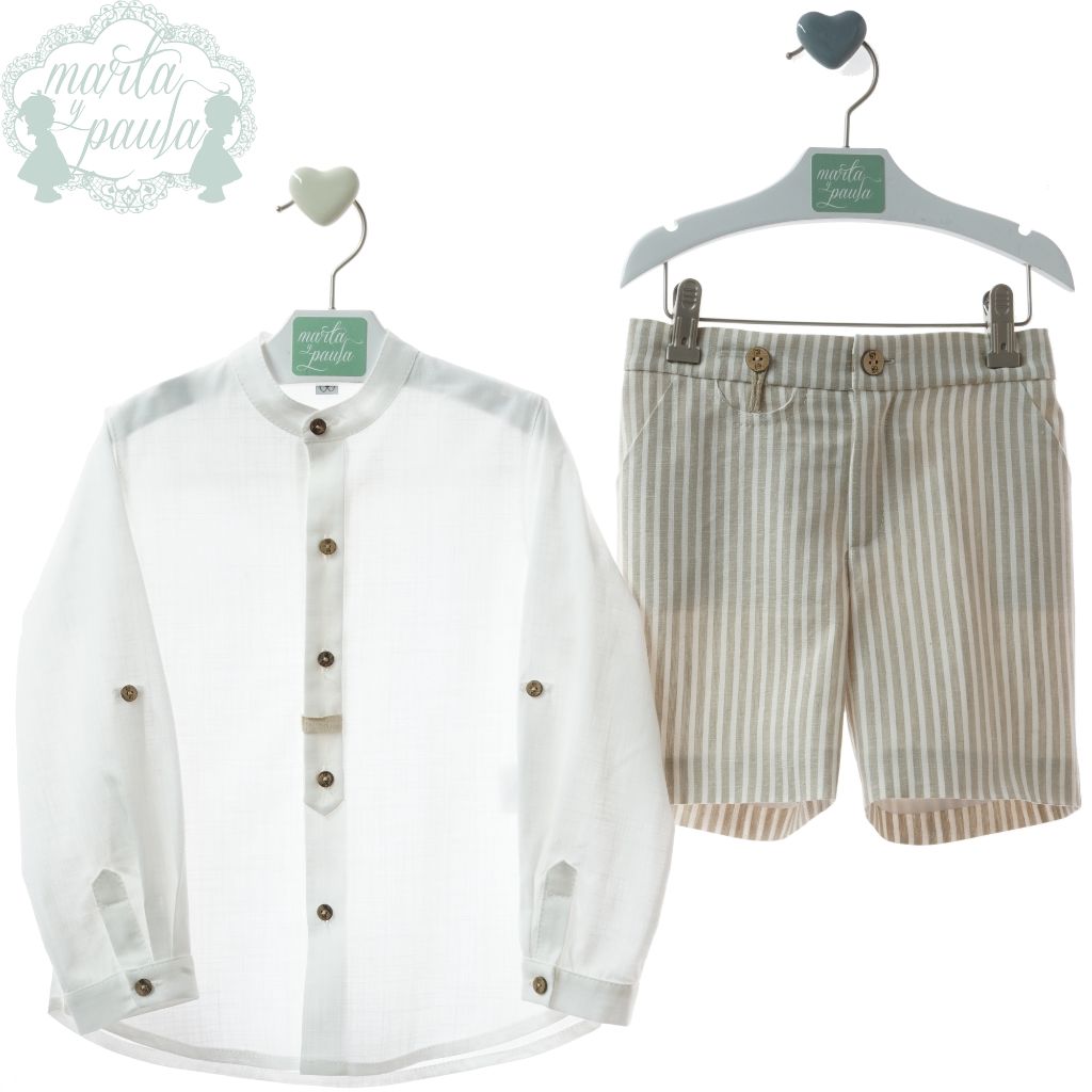 TRAJE NIÑO PANTALON BERMUDA GEISHA ARENA - Menta Moda Infantil