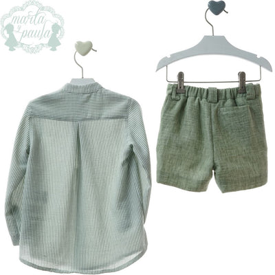 TRAJE NIÑO PANTALON BERMUDA-SAKURA-MUSGO - Menta Moda Infantil