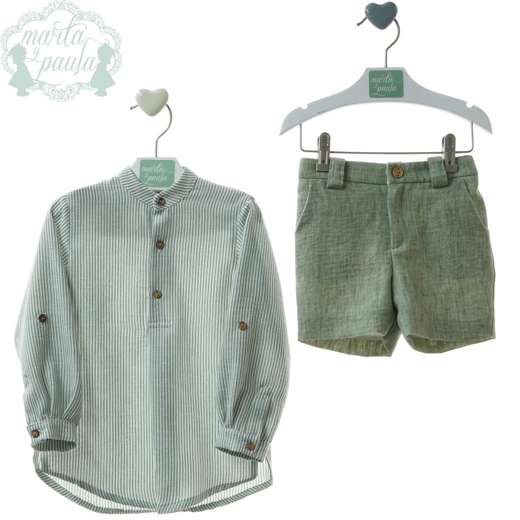 TRAJE NIÑO PANTALON BERMUDA-SAKURA-MUSGO - Menta Moda Infantil