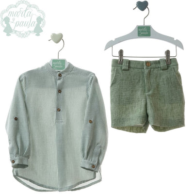 TRAJE NIÑO PANTALON BERMUDA-SAKURA-MUSGO - Menta Moda Infantil