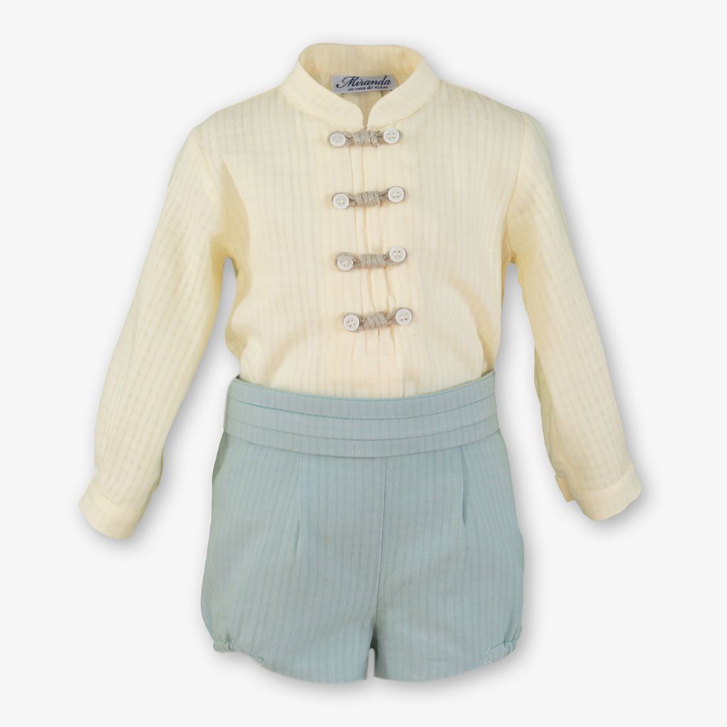CONJUNTO BEBE NINO VERDE MENTA Y CRUDO - Menta Moda Infantil
