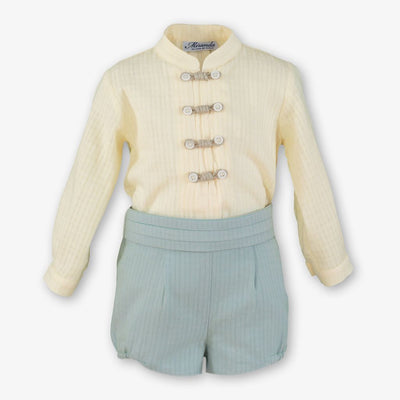 CONJUNTO BEBE NINO VERDE MENTA Y CRUDO - Menta Moda Infantil