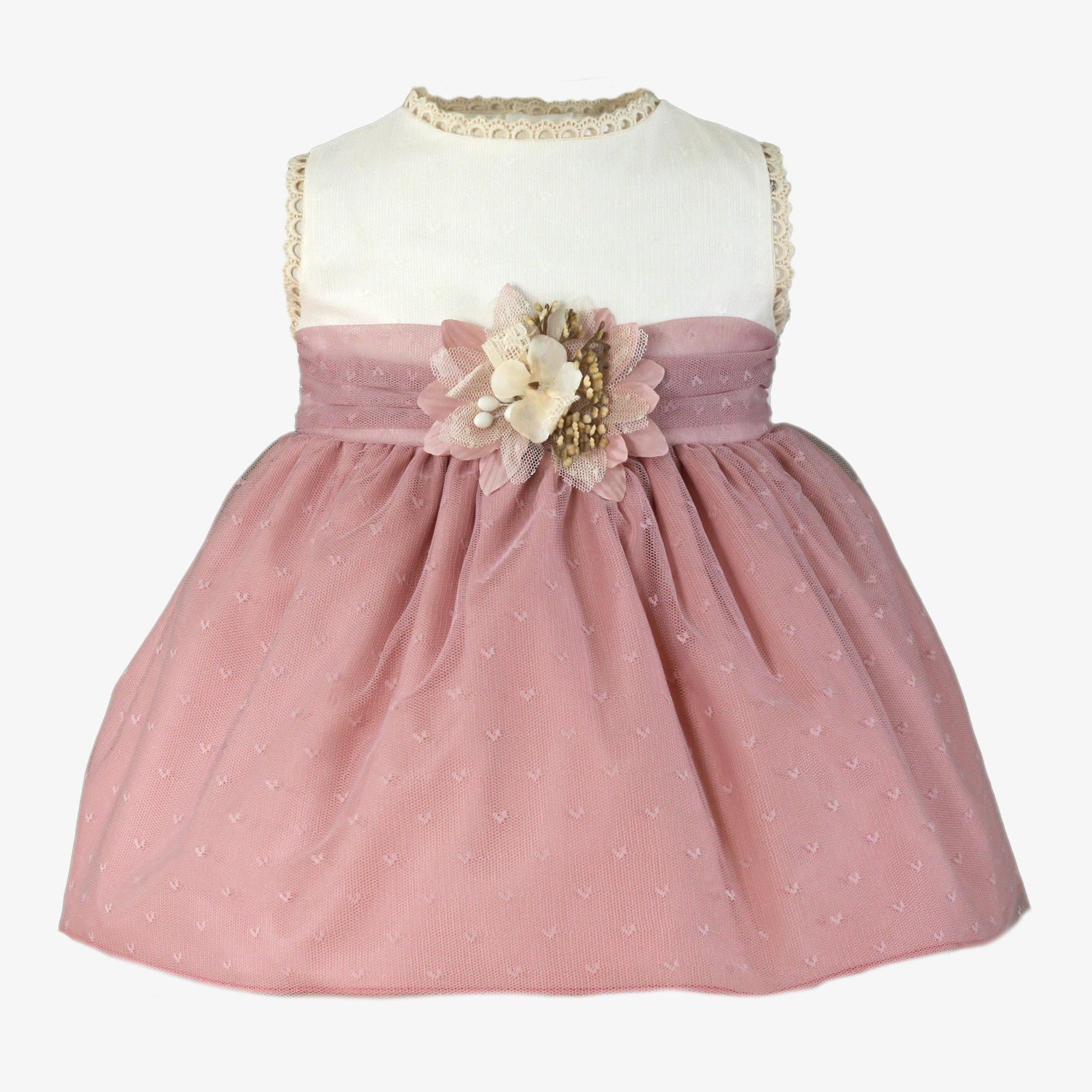 VESTIDO PARA BEBE NIÑA COLOR ROSA PALO