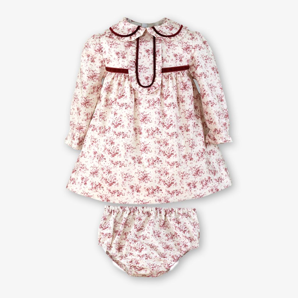 VESTIDO BRAGUITA BEBE ESTAMPADO VINO - Menta Moda Infantil