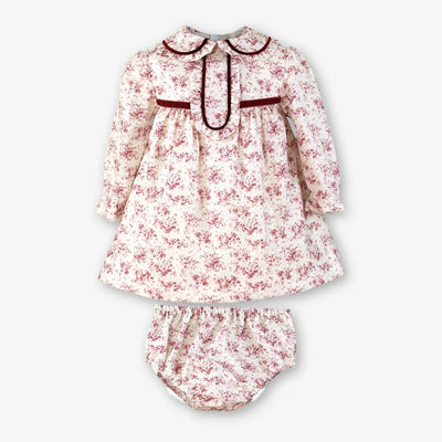 VESTIDO BRAGUITA BEBE ESTAMPADO VINO - Menta Moda Infantil