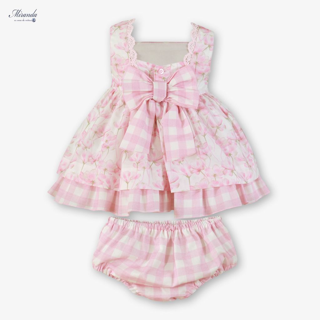 VESTIDO BRAGUITA BEBE FLORES ROSA - Menta Moda Infantil