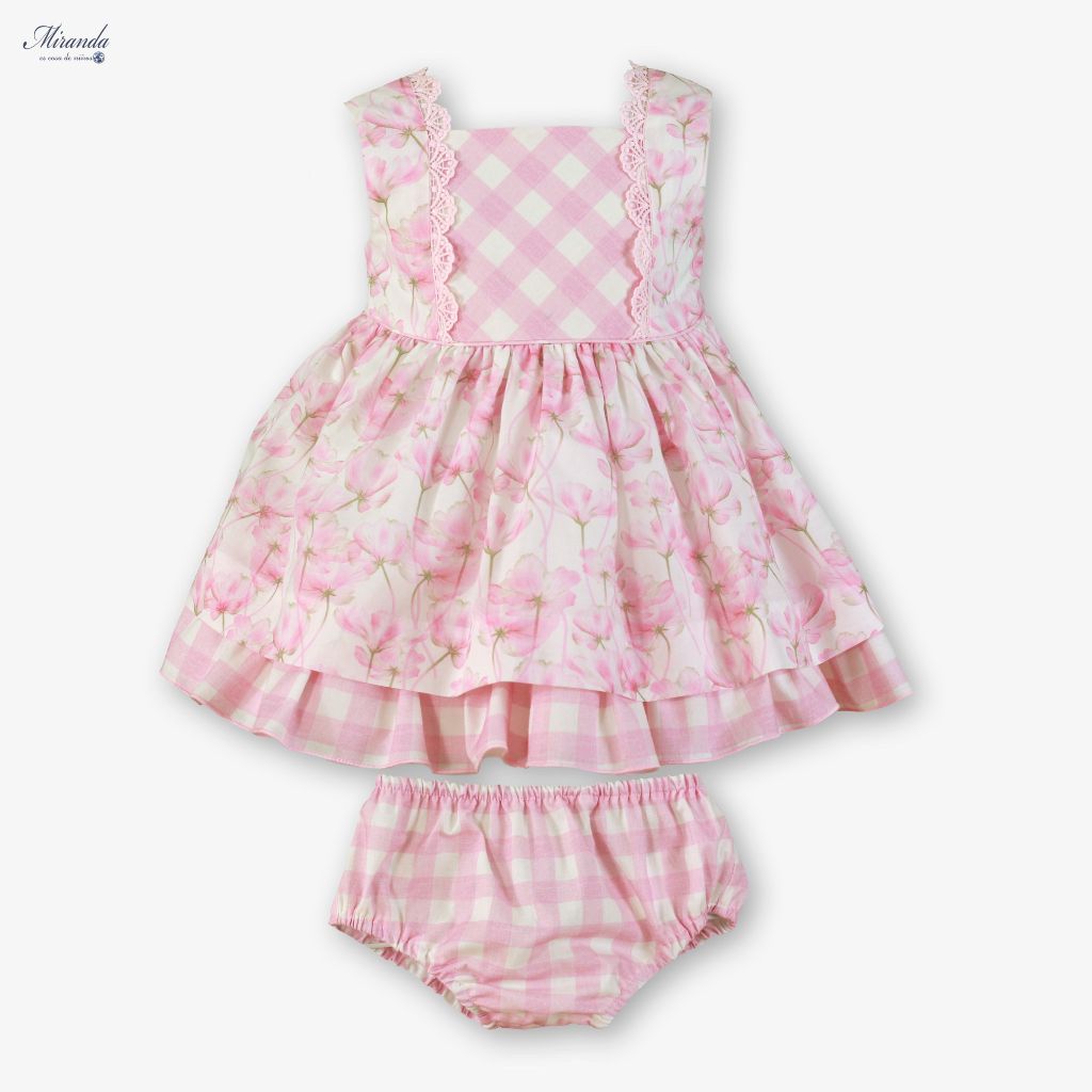 VESTIDO BRAGUITA BEBE FLORES ROSA - Menta Moda Infantil
