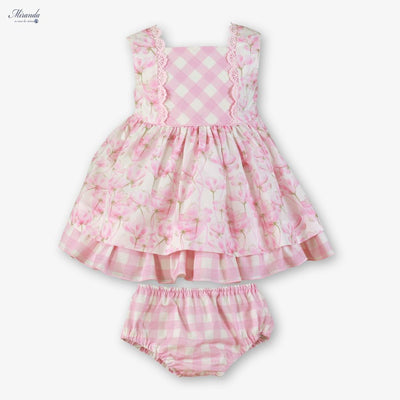 VESTIDO BRAGUITA BEBE FLORES ROSA - Menta Moda Infantil