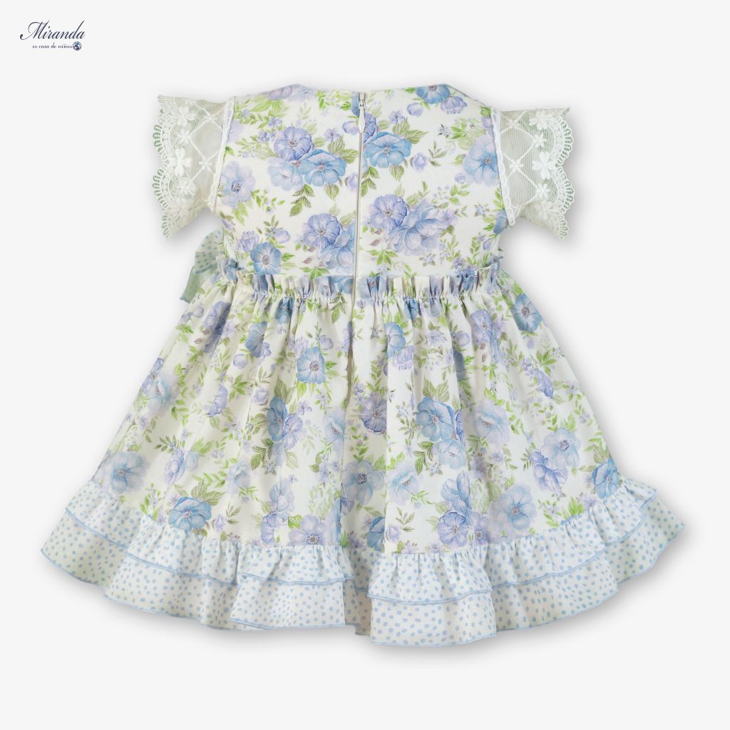 VESTIDO BEBE LILA VERDE FLORES - Menta Moda Infantil