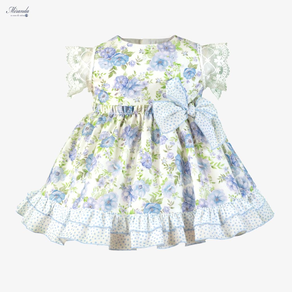 VESTIDO BEBE LILA VERDE FLORES - Menta Moda Infantil