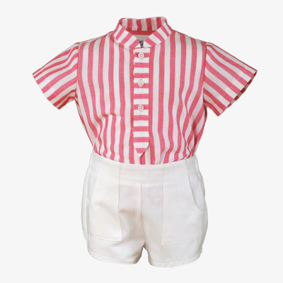 CONJUNTO BEBE NIÑO ROSA Y BLANCO