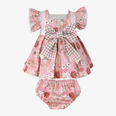 VESTIDO BEBE NIÑA ESTAMPADO ROSA OSCURO