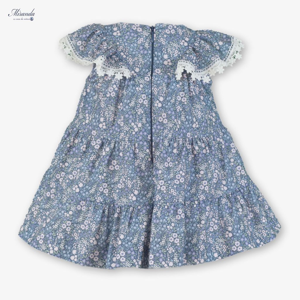 VESTIDO BEBE AZUL FLORECITAS - Menta Moda Infantil