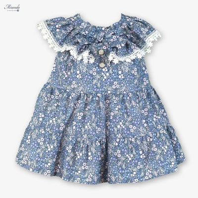 VESTIDO BEBE AZUL FLORECITAS - Menta Moda Infantil