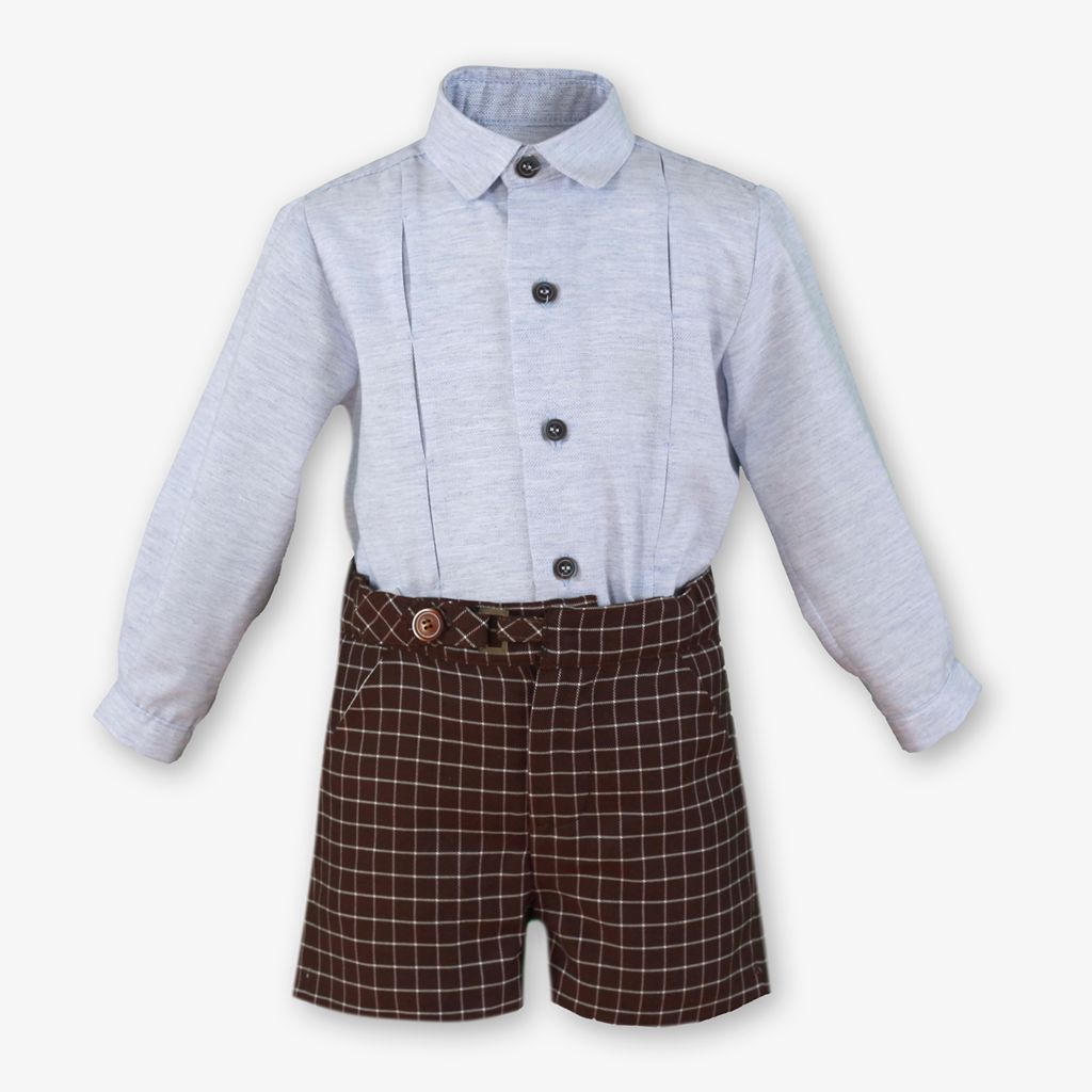 CONJUNTO BEBE NINO CAFE Y CELESTE - Menta Moda Infantil