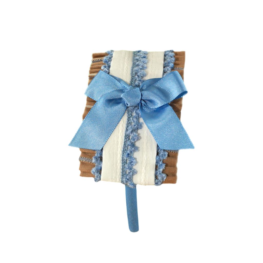DIADEMA MOÑO AZUL Y CAMEL