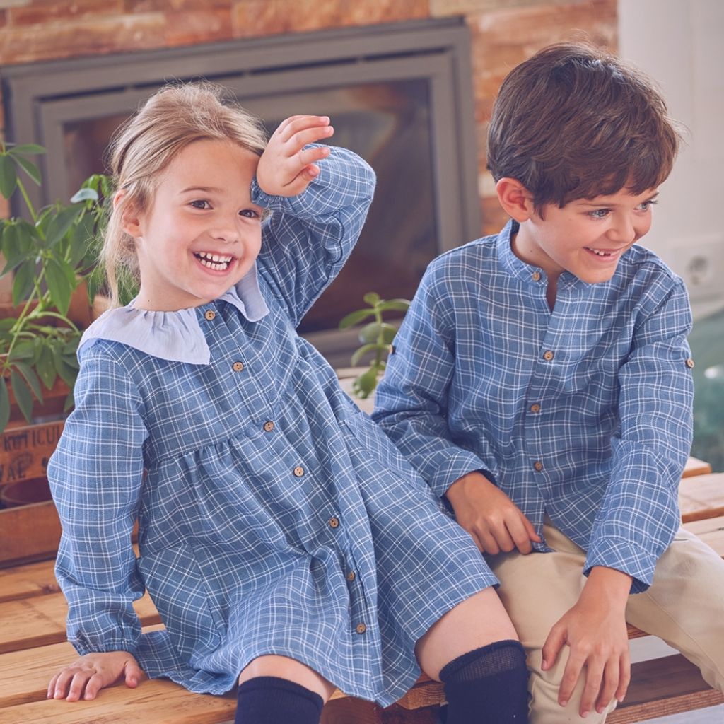 VESTIDO NIÑA AZUL CUADROS