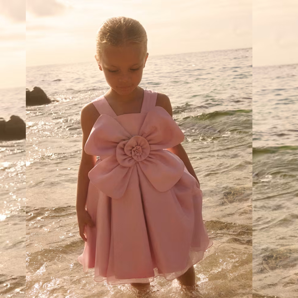 VESTIDO FLOR ORGANZA ROSA - Menta Moda Infantil