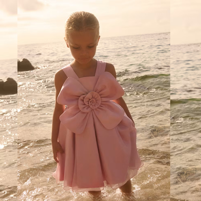 VESTIDO FLOR ORGANZA ROSA - Menta Moda Infantil