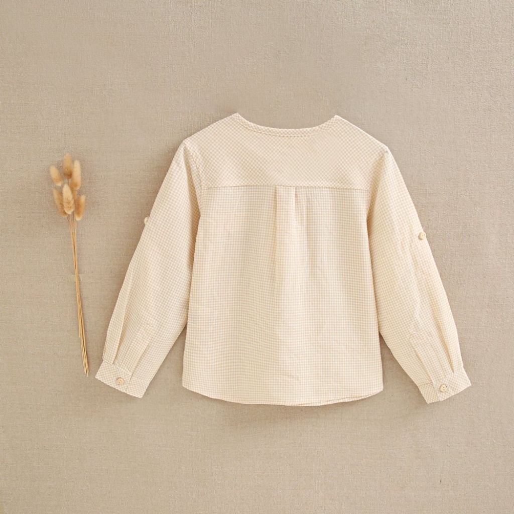 CAMISA DE NIÑO CUADROS VICHY VAINILLA