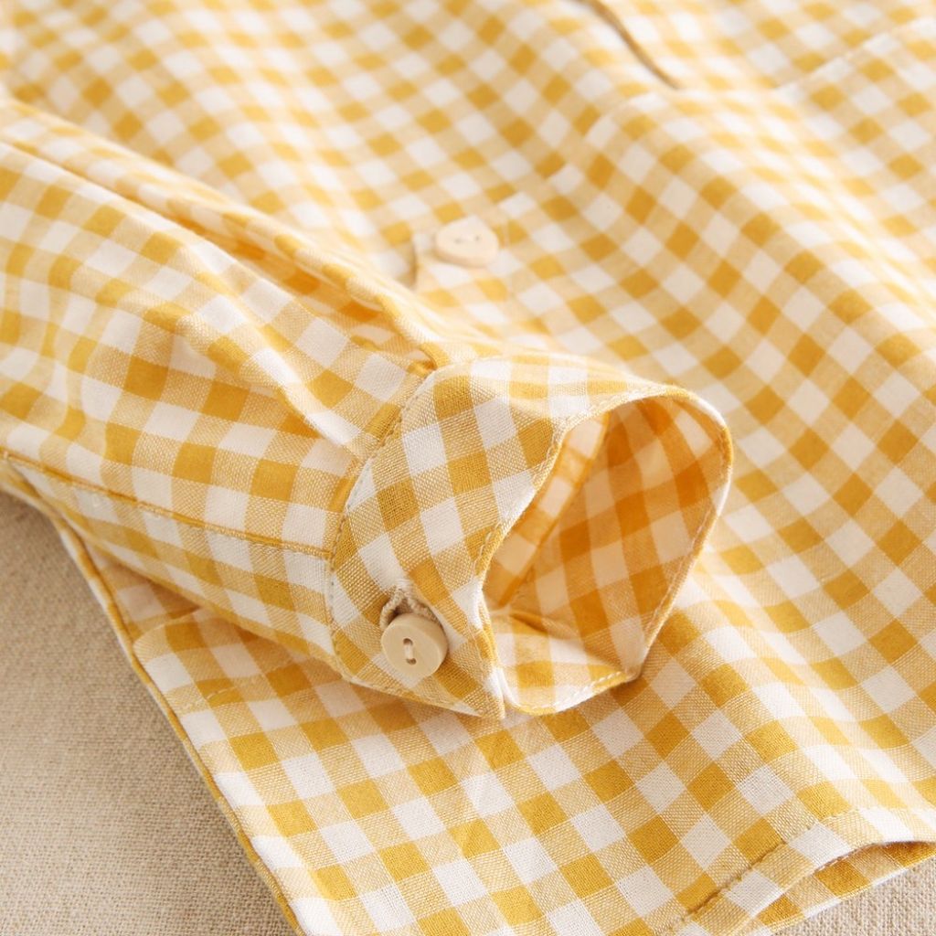 CAMISA DE NIÑO DE CUADRO VICHY COLOR MOSTAZA