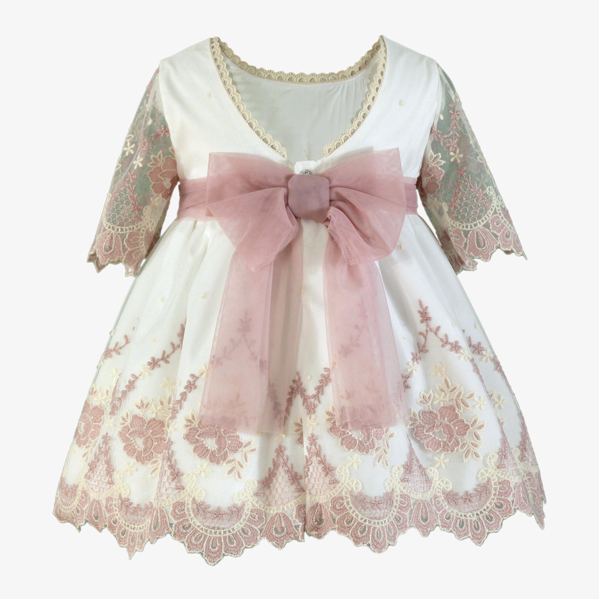 VESTIDO INFANTIL CEREMONIA TUL BORDADO IVORY