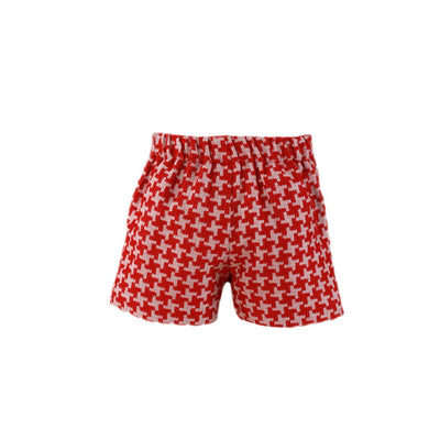 CONJUNTO NIÑA ROJO SHORT CUADROS