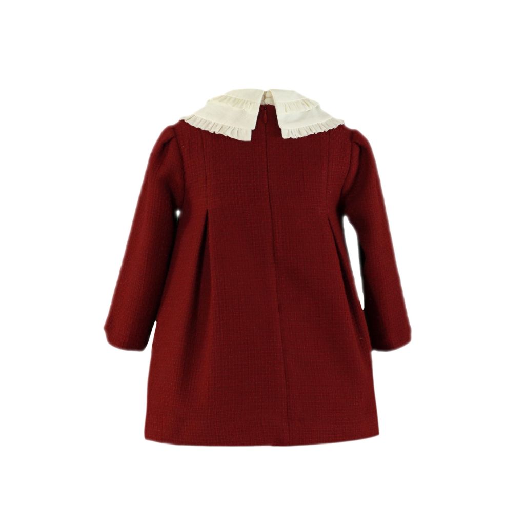 VESTIDO NIÑA MANGA LARGA GRANATE LAZO