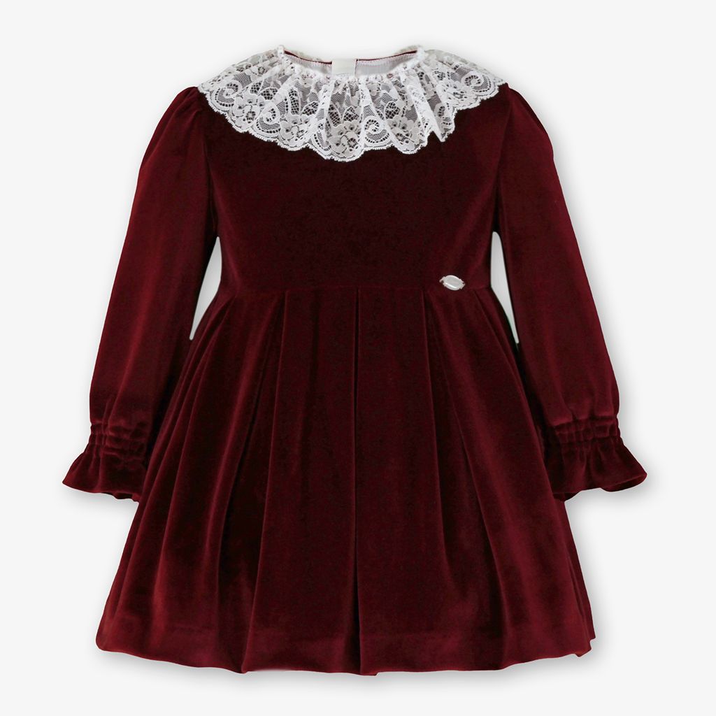VESTIDO INFANTIL TERCIOPELO GRANATE - Menta Moda Infantil