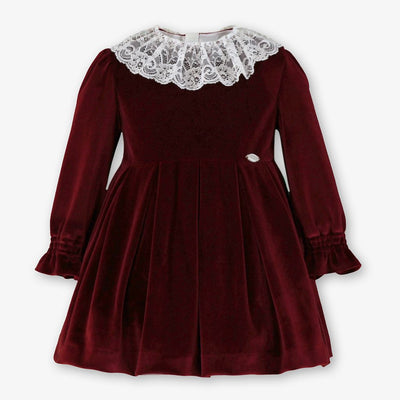 VESTIDO INFANTIL TERCIOPELO GRANATE - Menta Moda Infantil