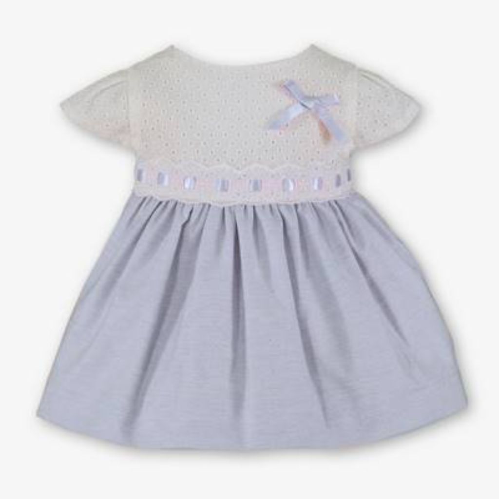 VESTIDO BEBE ROSA PASTEL Y BLANCO - Menta Moda Infantil