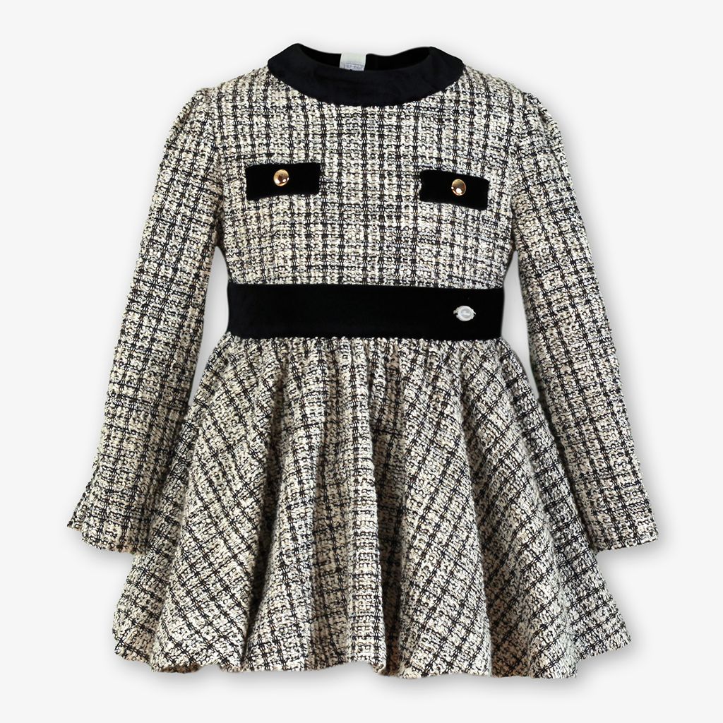 VESTIDO INFANTIL TWEED NEGRO - Menta Moda Infantil