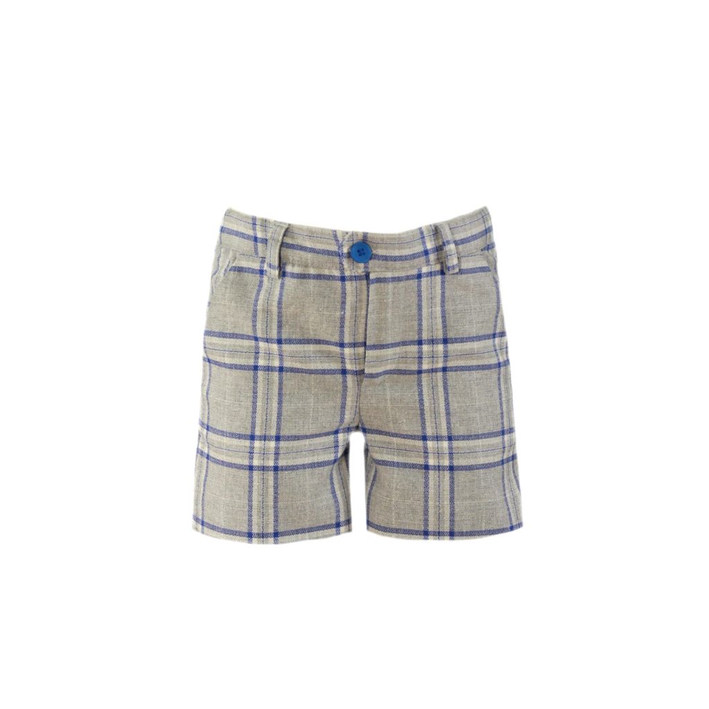 BERMUDA NIÑO CUADROS GRIS