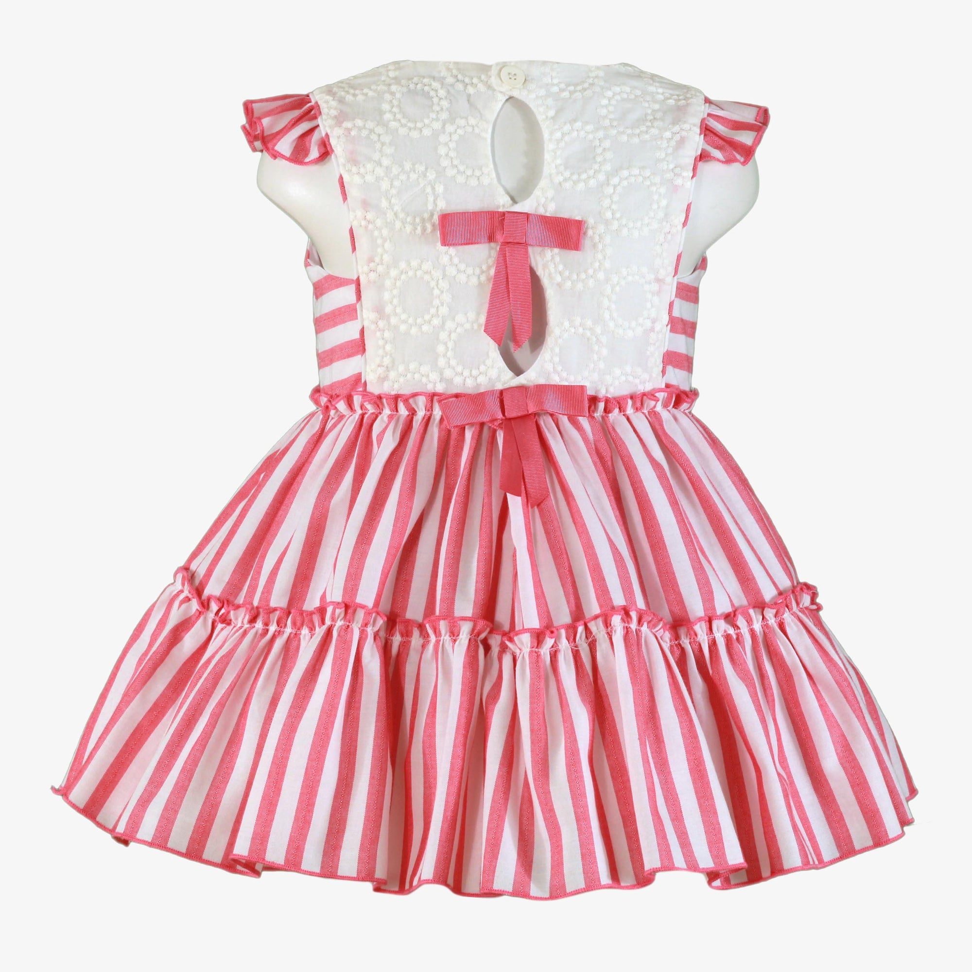 VESTIDO INFANTIL FRANJAS BLANCO Y ROSA
