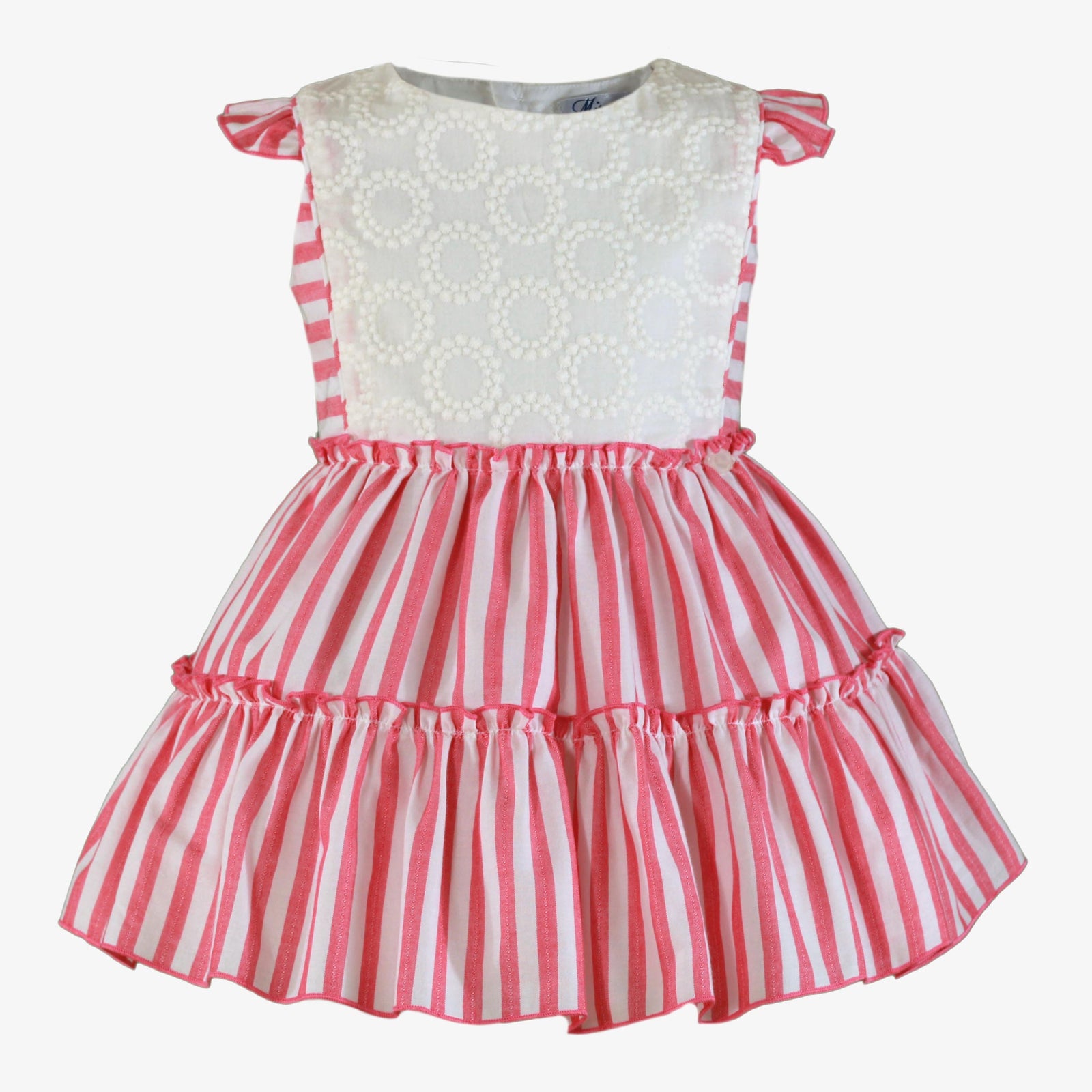 VESTIDO INFANTIL FRANJAS BLANCO Y ROSA