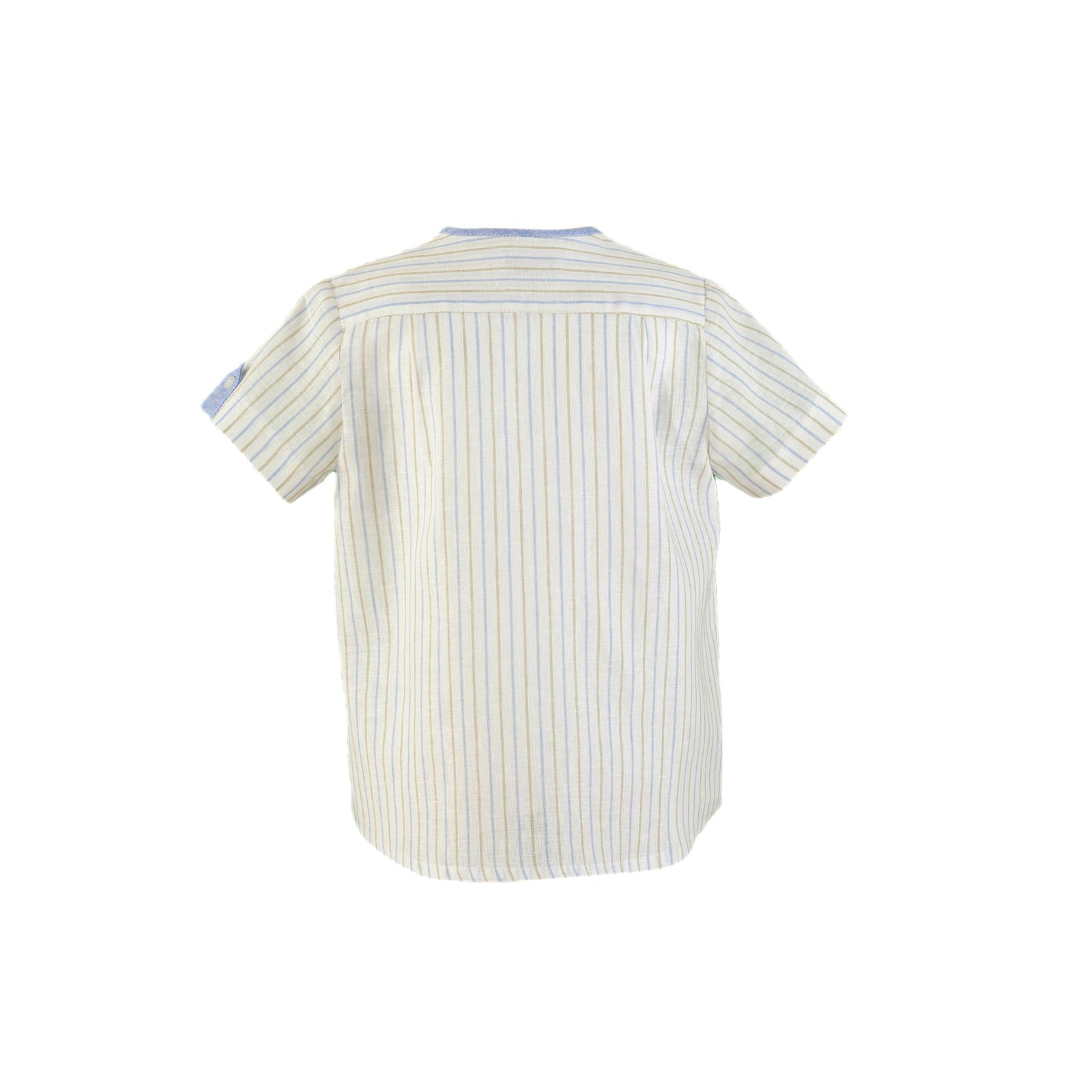 CONJUNTO PARA NIÑO CAMISA DE RAYAS AZUL Y BLANCO CON BERMUDA