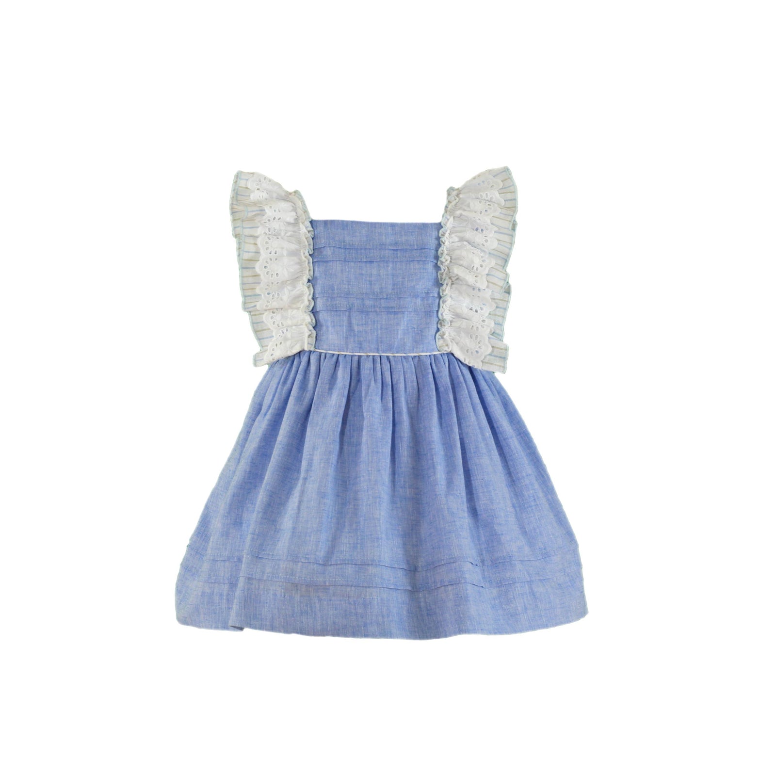 VESTIDO PARA NIÑA AZUL CON VOLANTES