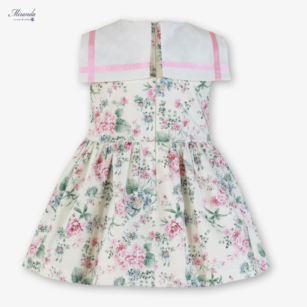 VESTIDO INFANTIL FLORES CUELLO MARINERO - Menta Moda Infantil