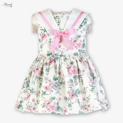 VESTIDO INFANTIL FLORES CUELLO MARINERO - Menta Moda Infantil