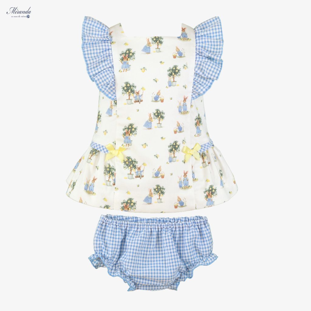 VESTIDO BRAGUITA BEBE AZUL CONEJITOS - Menta Moda Infantil