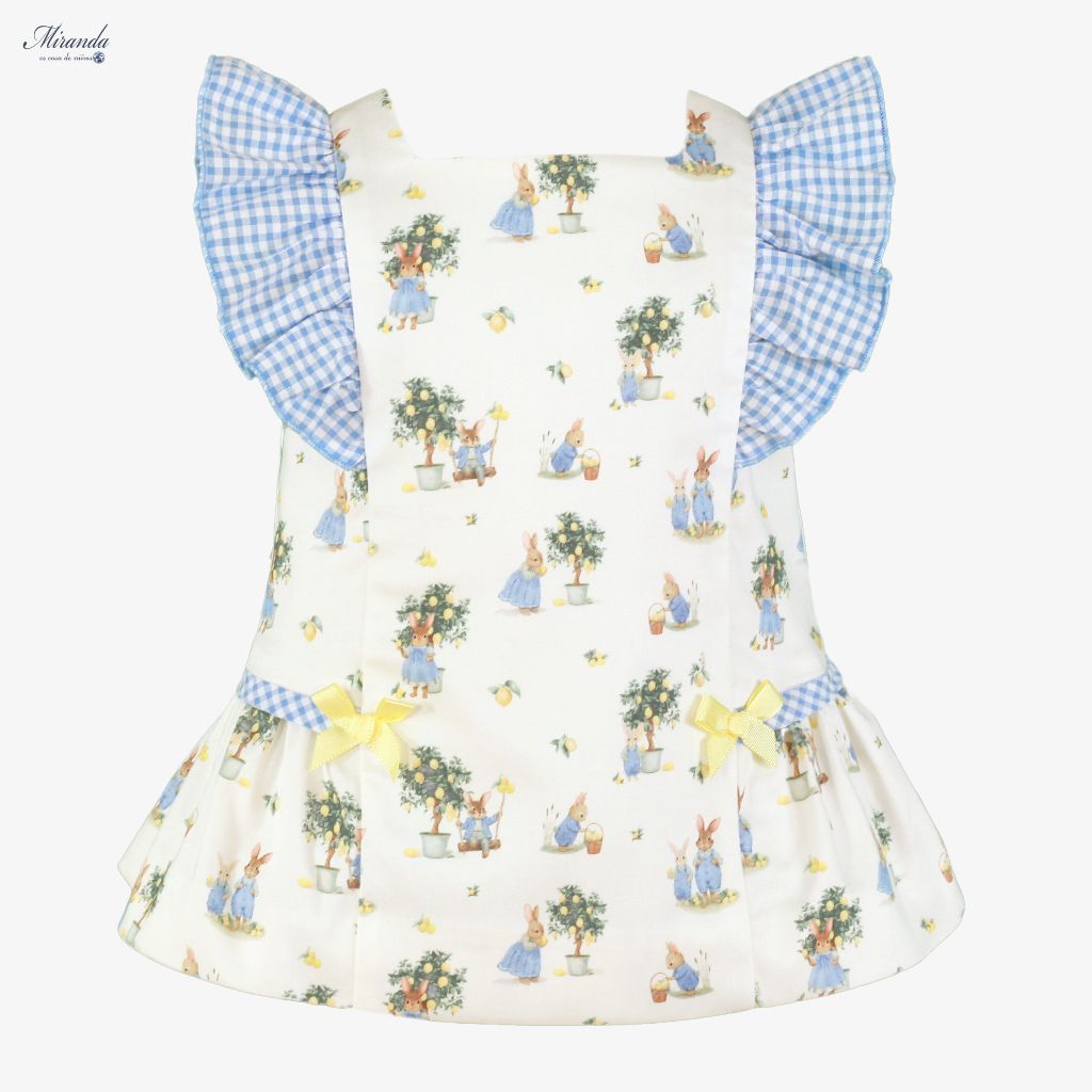 VESTIDO BRAGUITA BEBE AZUL CONEJITOS - Menta Moda Infantil