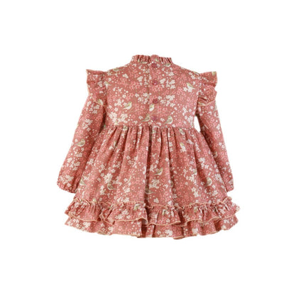 VESTIDO NIÑA MANGA LARGA FLORES PAJAROS