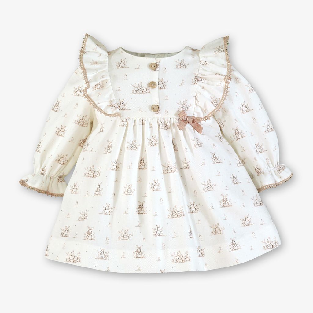 VESTIDO BEBE CAMEL CONEJITOS - Menta Moda Infantil