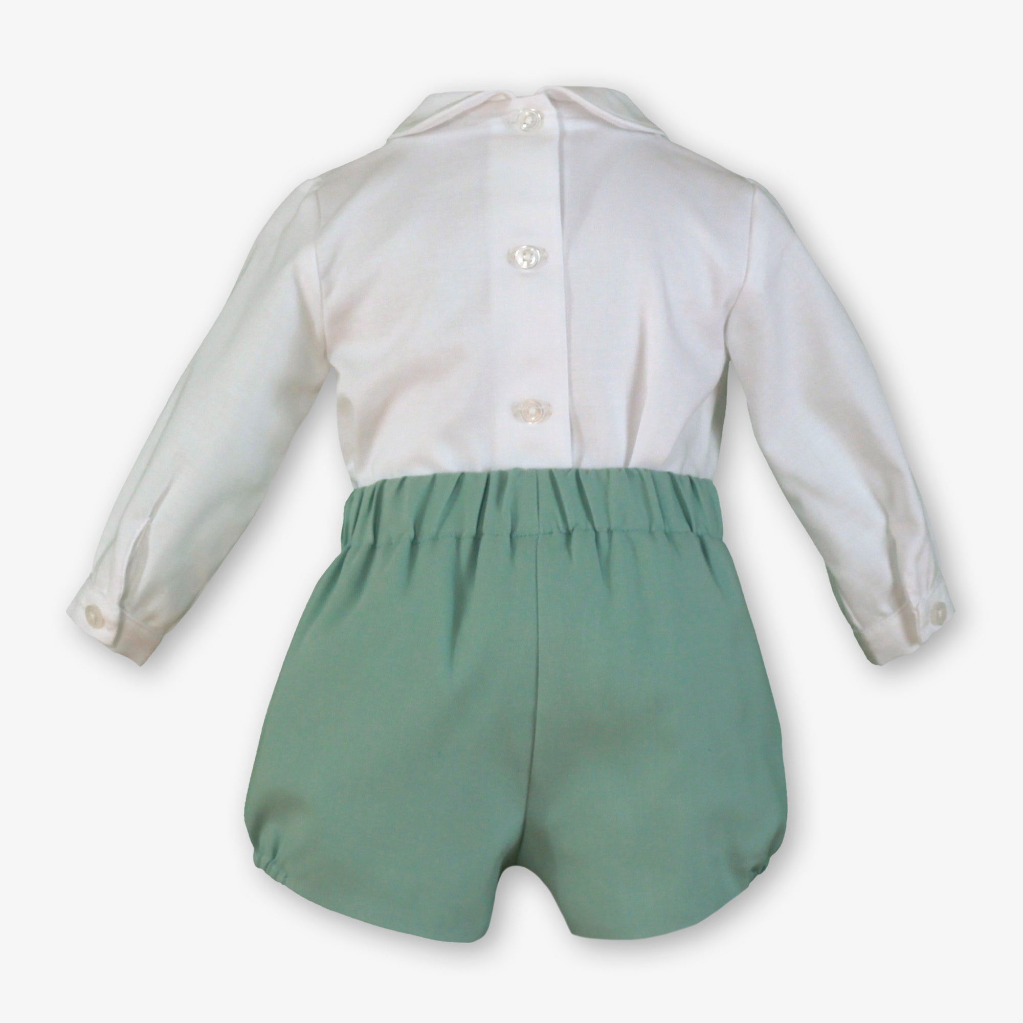 CONJUNTO BEBE VERDE AGUA CAMISA BLANCA