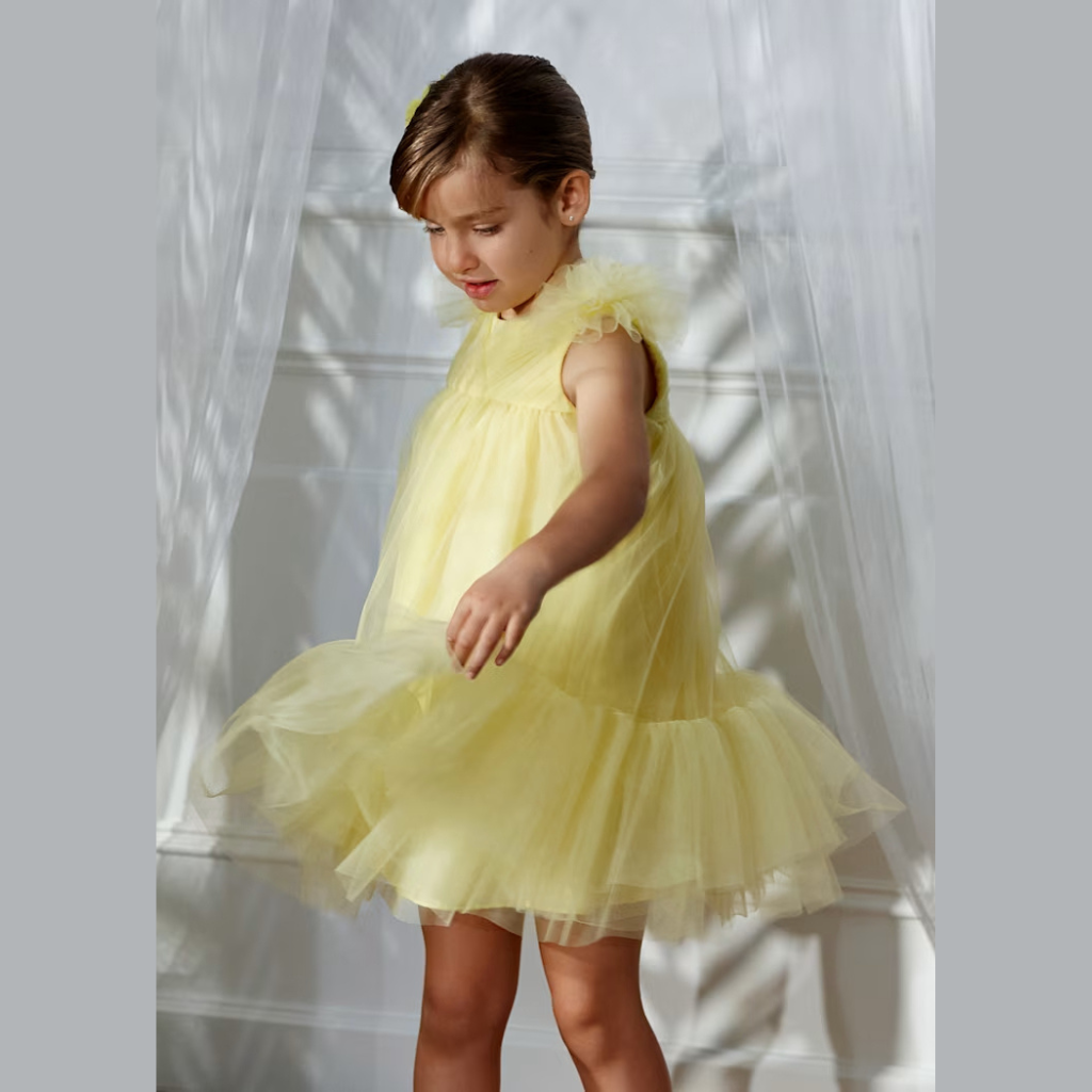 VESTIDO TUL VOLANTES AMARILLO - Menta Moda Infantil