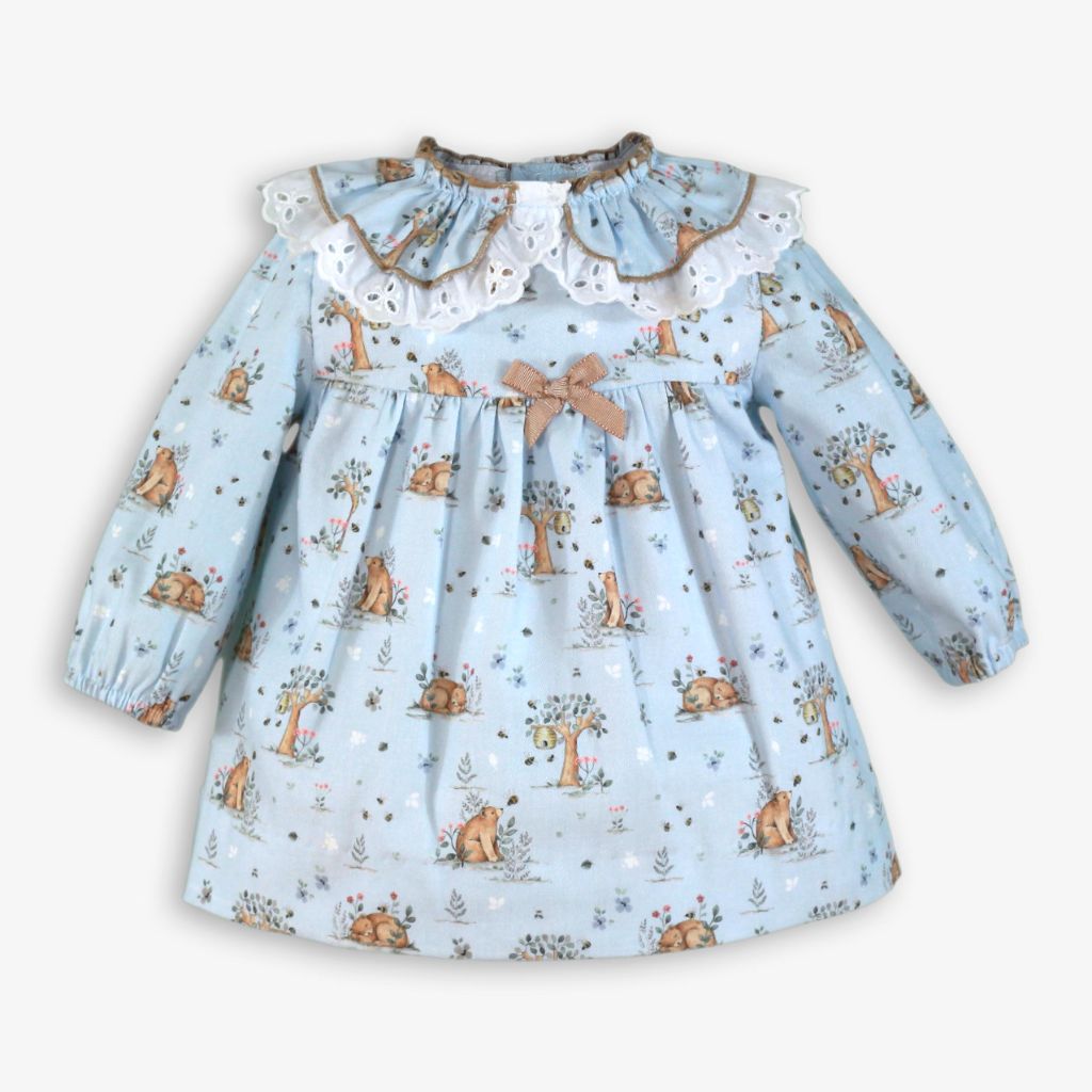 VESTIDO BEBE AZUL CELESTE OSO