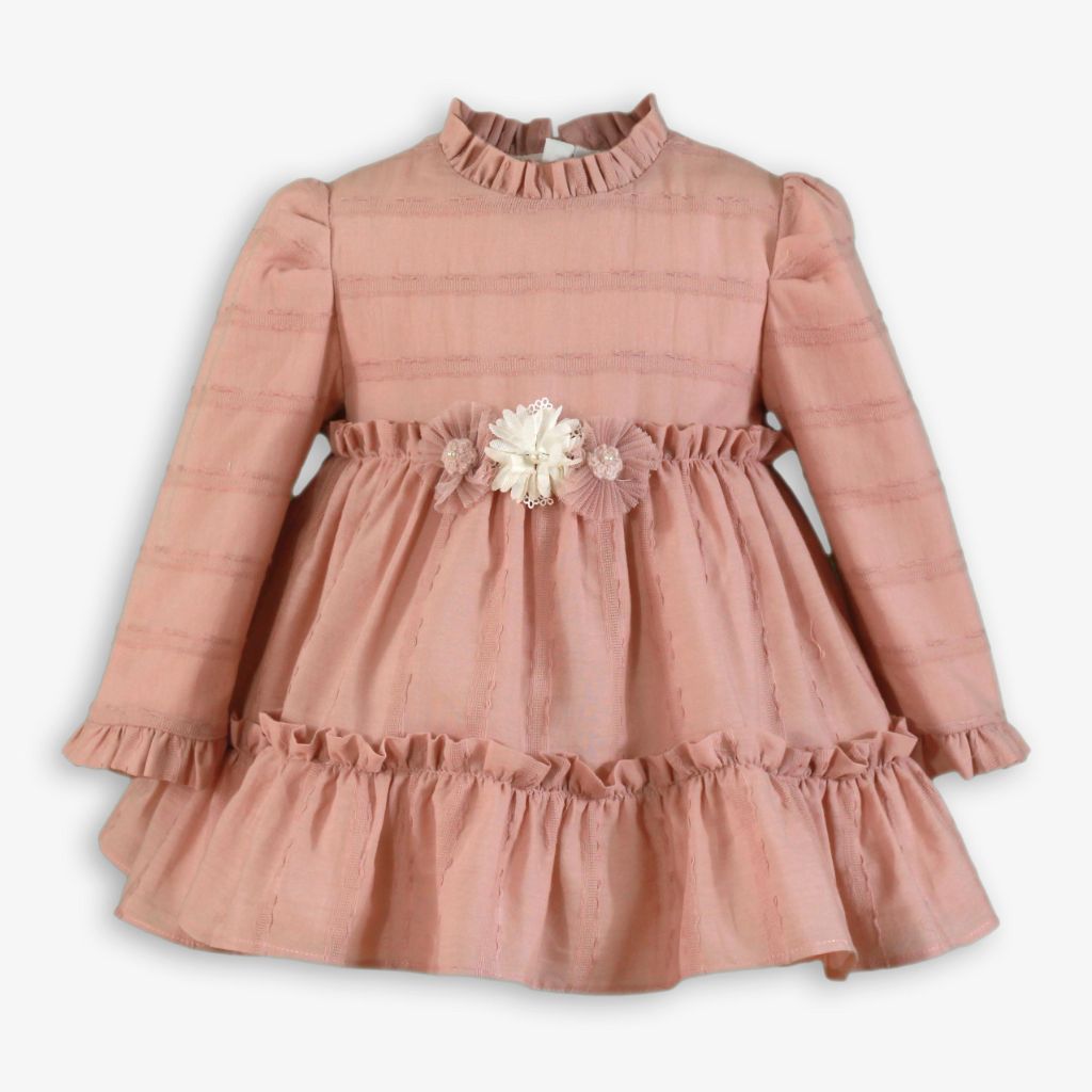 VESTIDO NIÑA ROSA PALO LISO