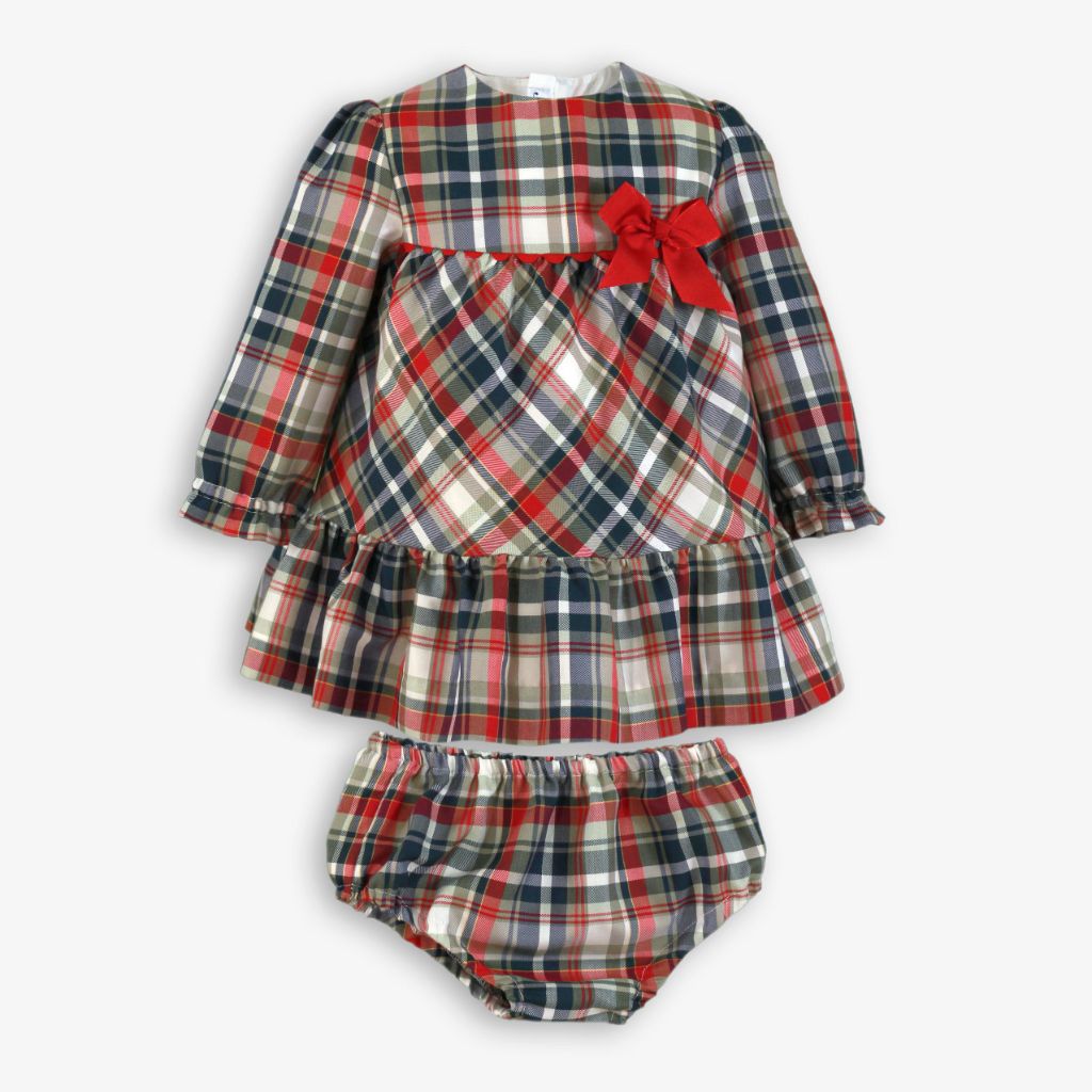 VESTIDO CUADROS VERDE ROJO Y MARINO