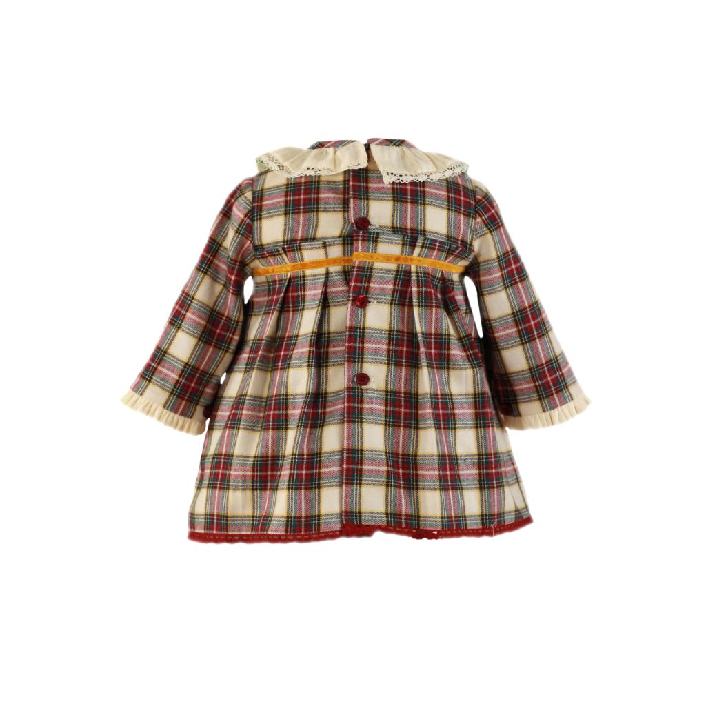 VESTIDO CUADROS MOÑO TIRA BORDADA