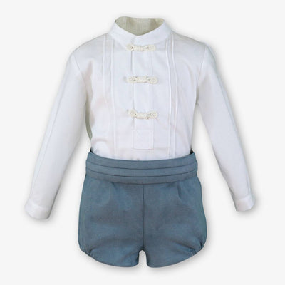 CONJUNTO BEBE NINO AZUL FRANCIA Y HUESO - Menta Moda Infantil